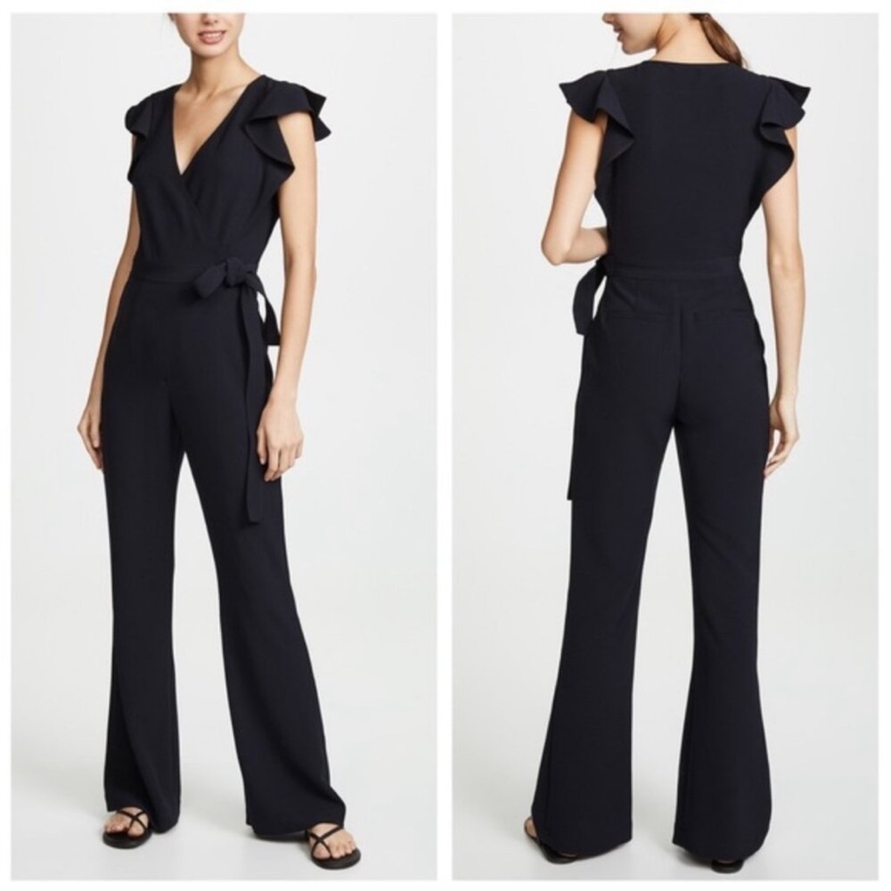 NEW A.L.C. WILDER flutter sleeves warp Black jumpsuit sz 8